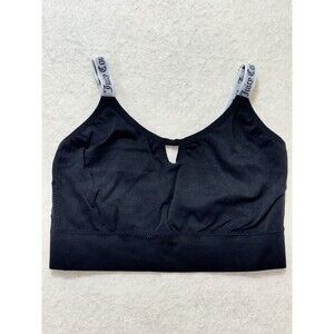 Juicy Couture Bralette Sports Bra XL Black Logo On Adjustable Straps Keyhole Cut